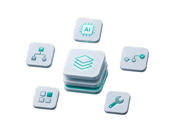 Illustration d'une stack claire avec outils connectés